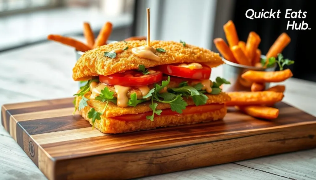 Gourmet Fish Finger Sandwich Presentation Gourmet Fish Finger Sandwich Presentation