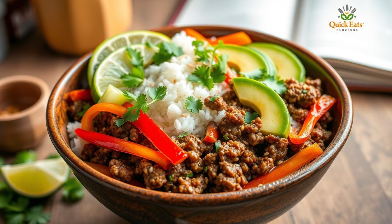 ground beef rice bowl