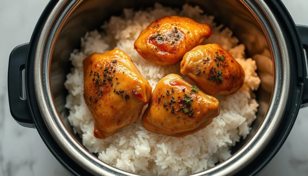 chicken and rice in a rice cooker chicken and rice in a rice cooker