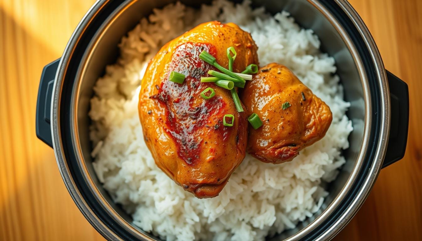 chicken and rice in rice cooker