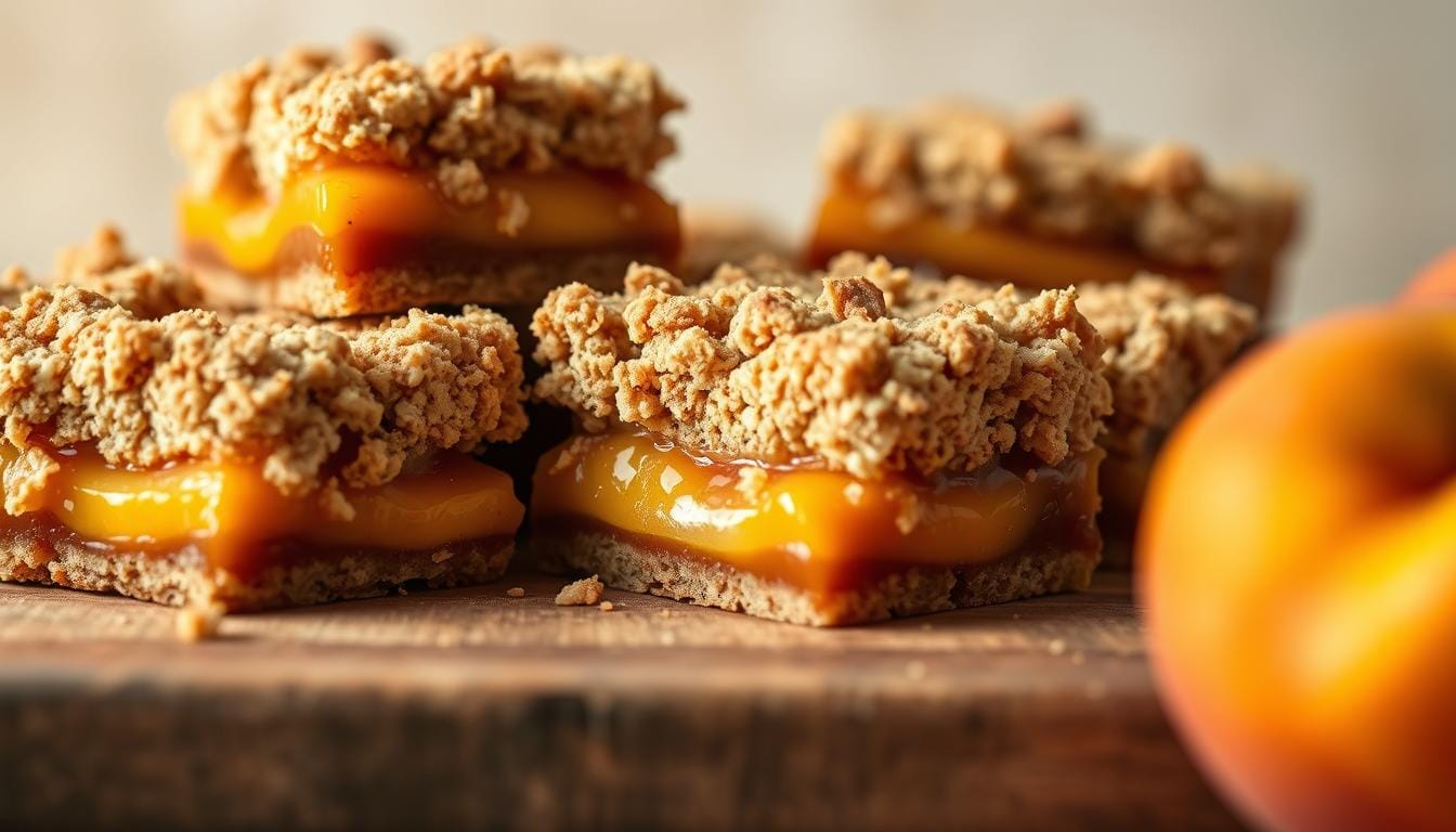 Cinnamon Peach Crumble Bars