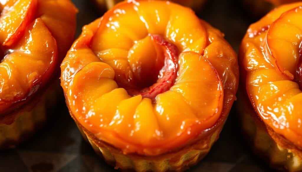 Fresh Mini peach upside down cakes