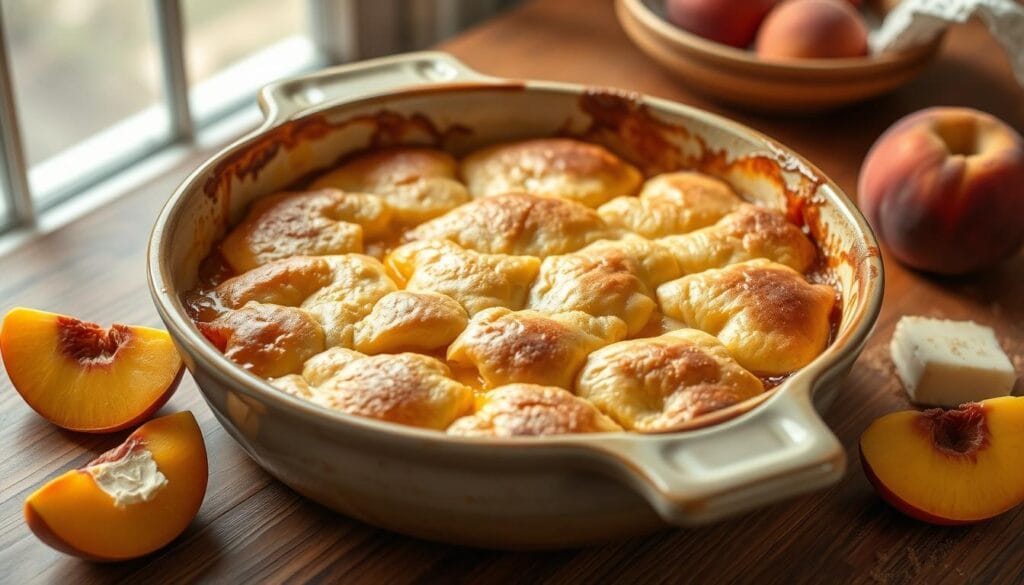 peach cobbler baking peach cobbler baking