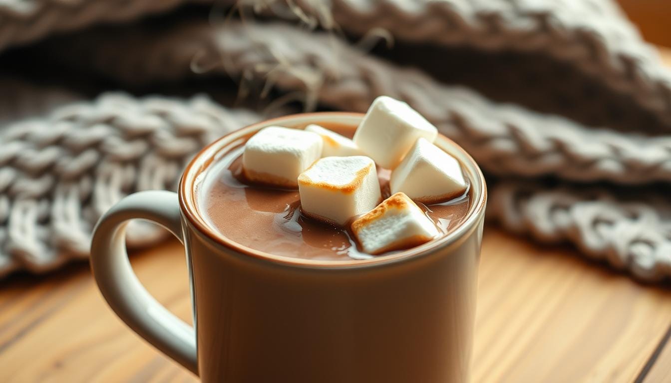 Homemade hot chocolate with marshmallows