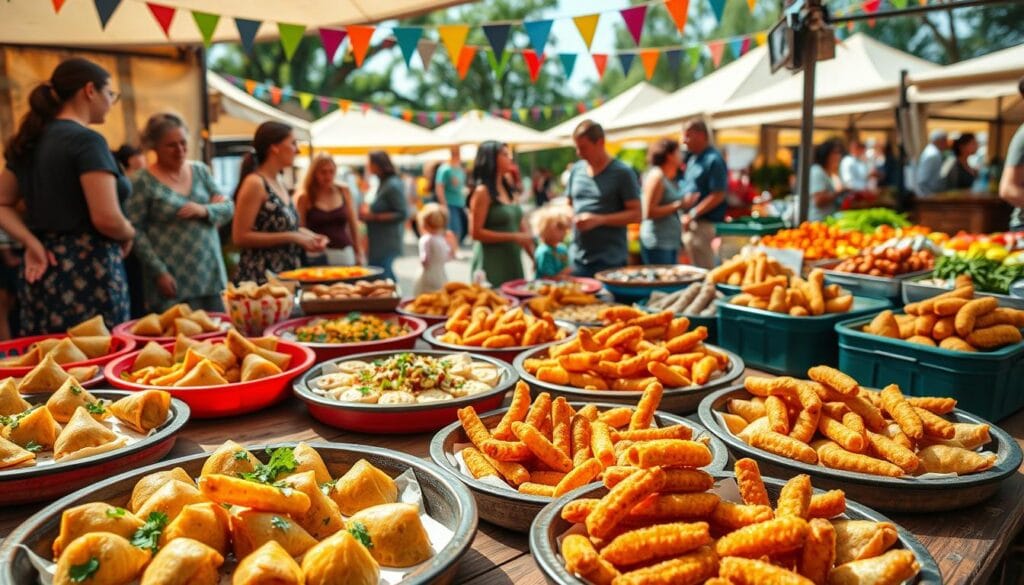 ethnic snacks at farmers market