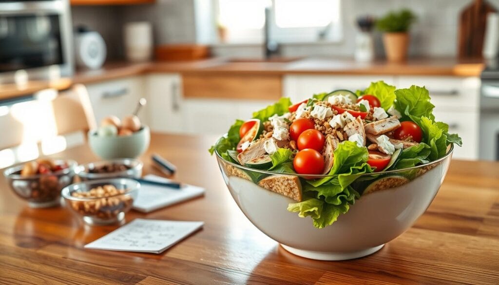 Customized salad bowl with various ingredients Customized salad bowl with various ingredients