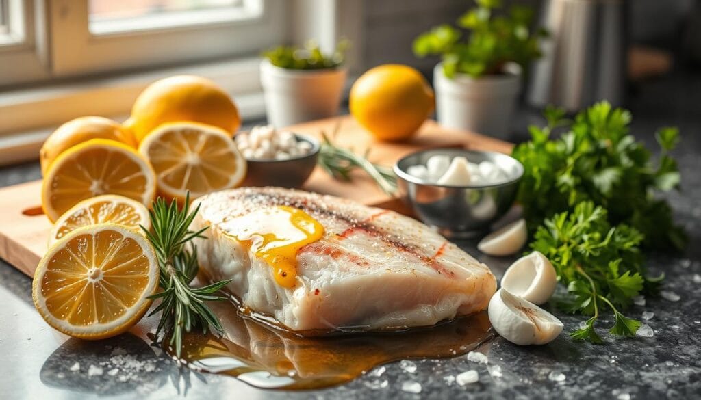 Essential ingredients for grilled swordfish Essential ingredients for grilled swordfish