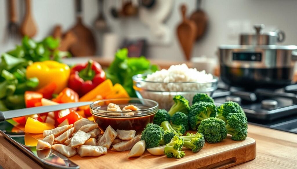 Preparing Ingredients for Chicken Stir Fry Preparing Ingredients for Chicken Stir Fry