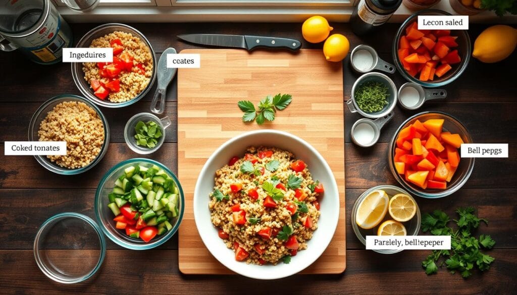 Step-by-step instructions for quinoa salad preparation