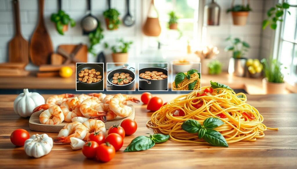 Step-by-step shrimp pasta recipe instructions Step-by-step shrimp pasta recipe instructions