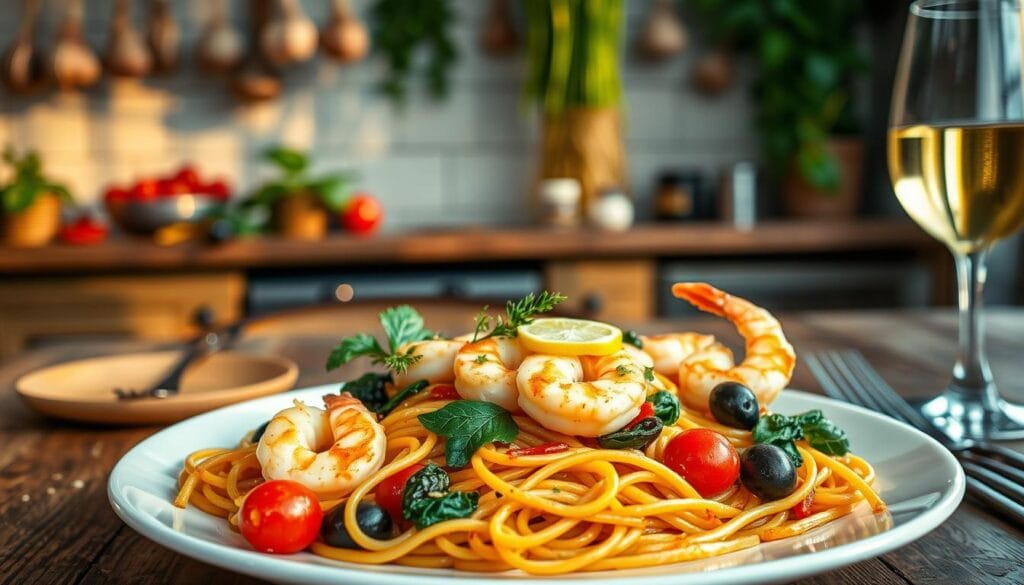 mediterranean shrimp pasta