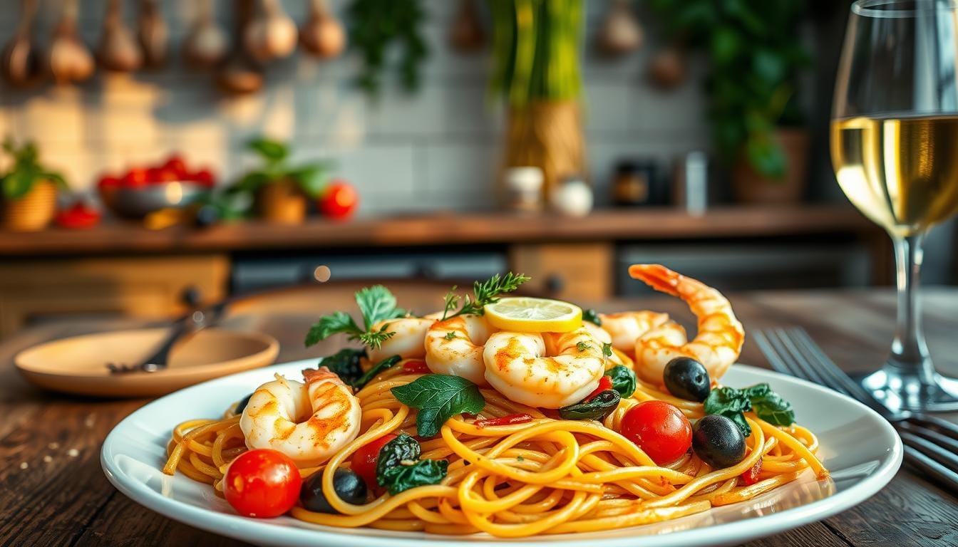 mediterranean shrimp pasta